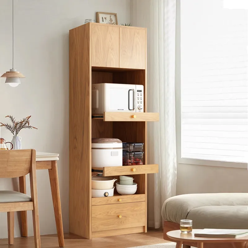 Solid Wood Kitchen Locker, Electrical Cabinet Modern and Simple Integration, Dining Side Cabinet Against The Wall
