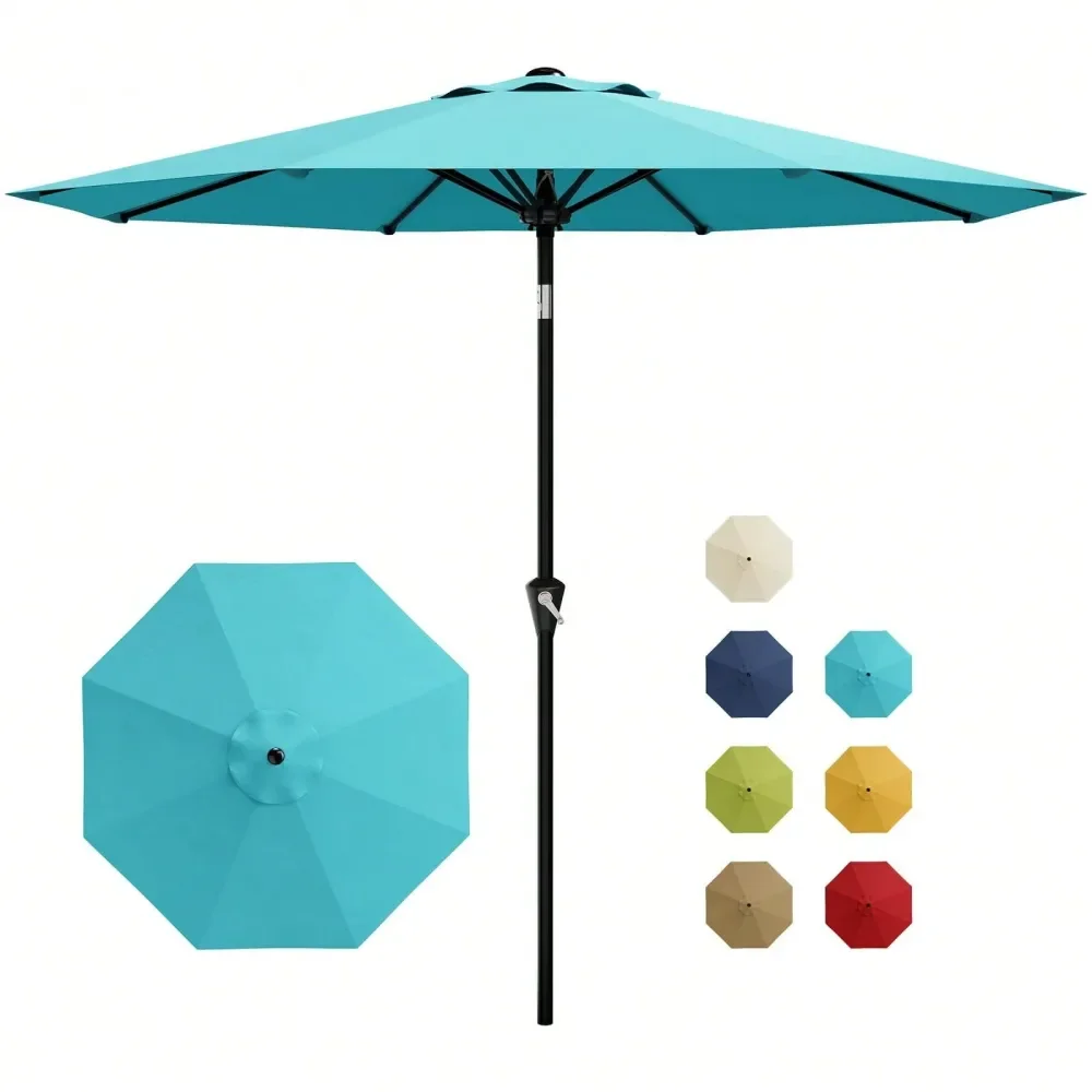 

Patio Umbrella Outdoor Table Umbrella With Smooth Crank Lift, Push Button Tilt And 8 Sturdy Ribs Market Umbrella UV Protection