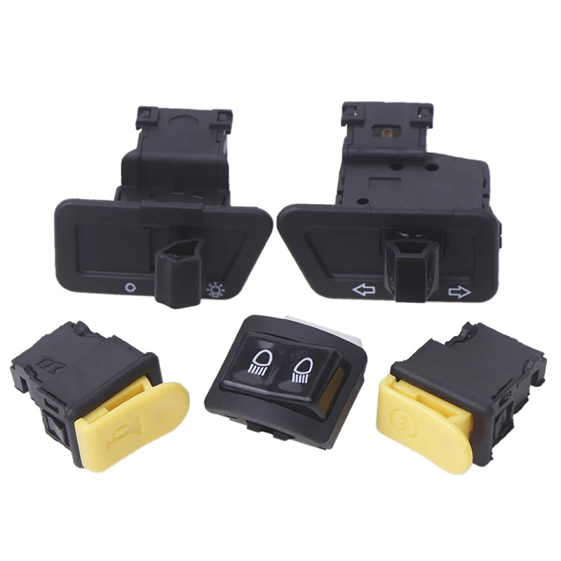 

5Pcs Motorcycle Button Switch Head Light Horn Dimmer Turn Singal Starter High Low Beam Electric Start Button For Moto