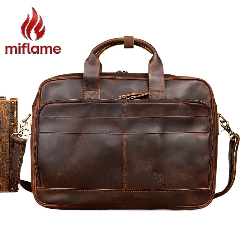 

Men's Business Laptop Bag Large Capacity Genuine Leather Multifunctional Briefcase Work Office Travel Premium Practical