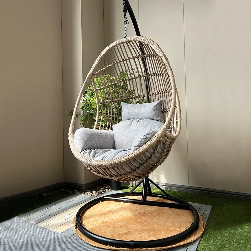 

Hanging Chair Swing Rattan Basket Balcony Hammocks Outdoor Terrace Rocking Chair Furniture Leisure Circular Swings with Stand