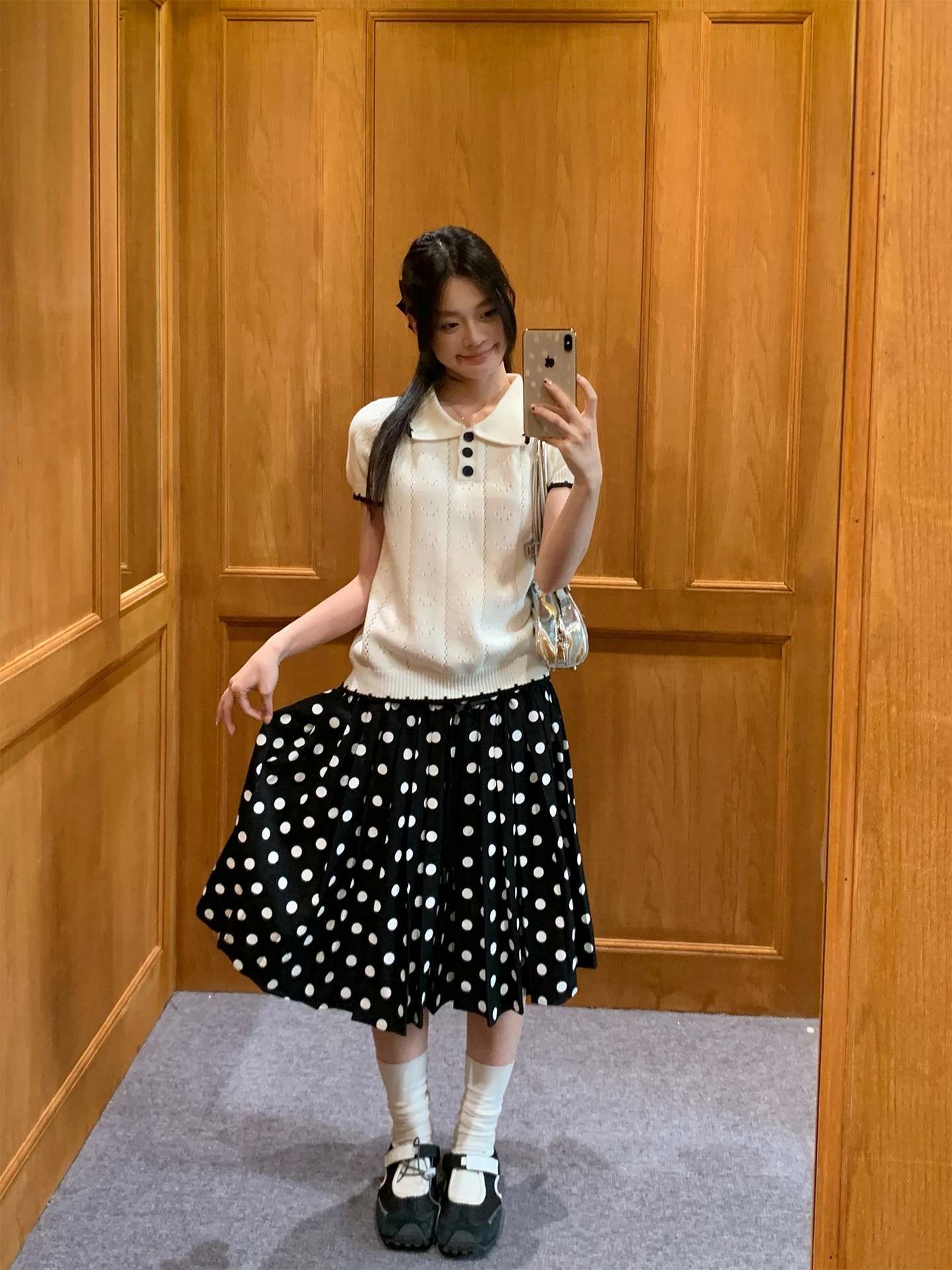 

Юбка-трапеция Song Zhengen в корейском стиле с плиссировкой в горошек, женская, весна 2026, утягивающая, с завышенной талией, А-силуэт