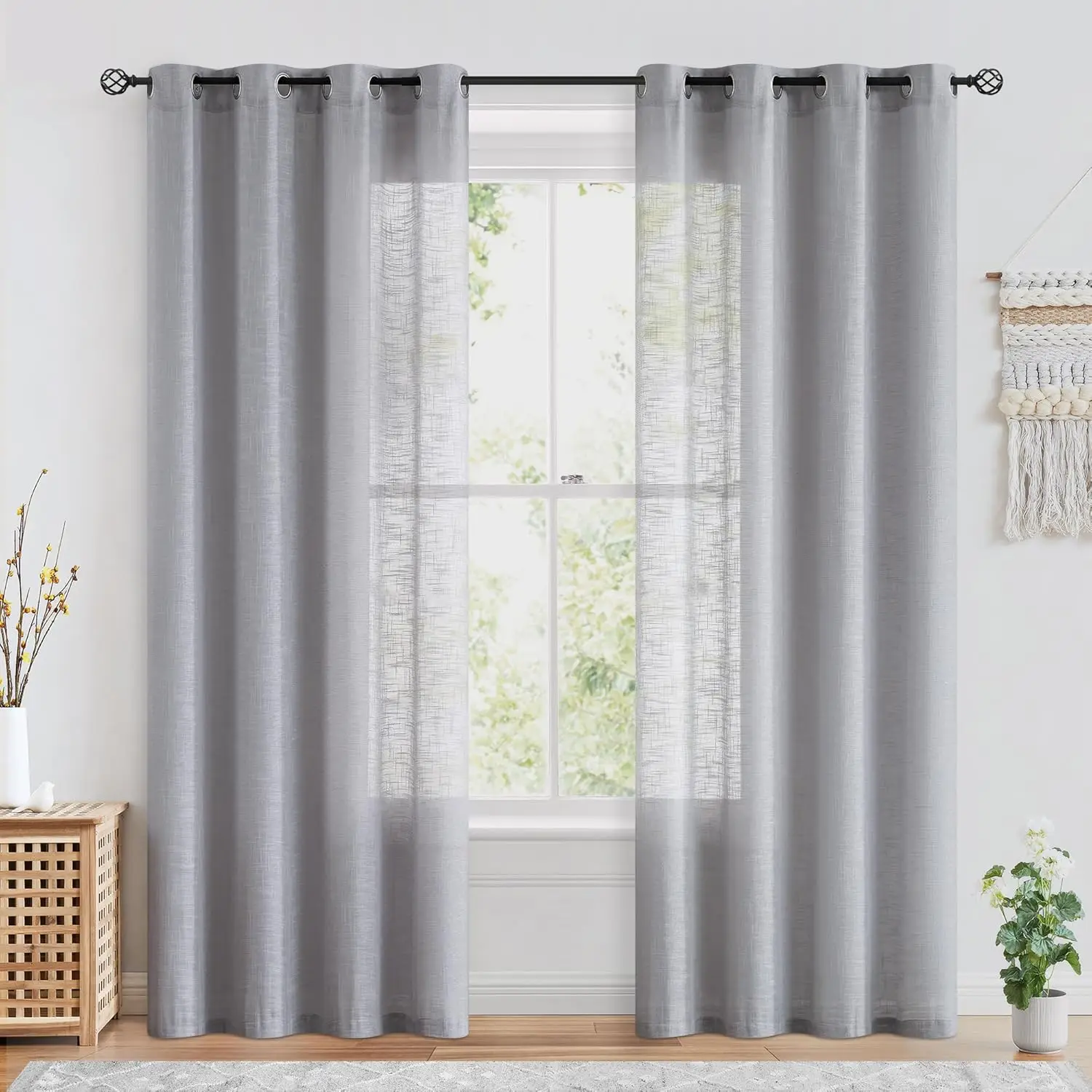 350CM Height Custom Made Sheer Curtains Faux Linen Bedroom 310CM Length Living Room Extra Long Tulle Curtains