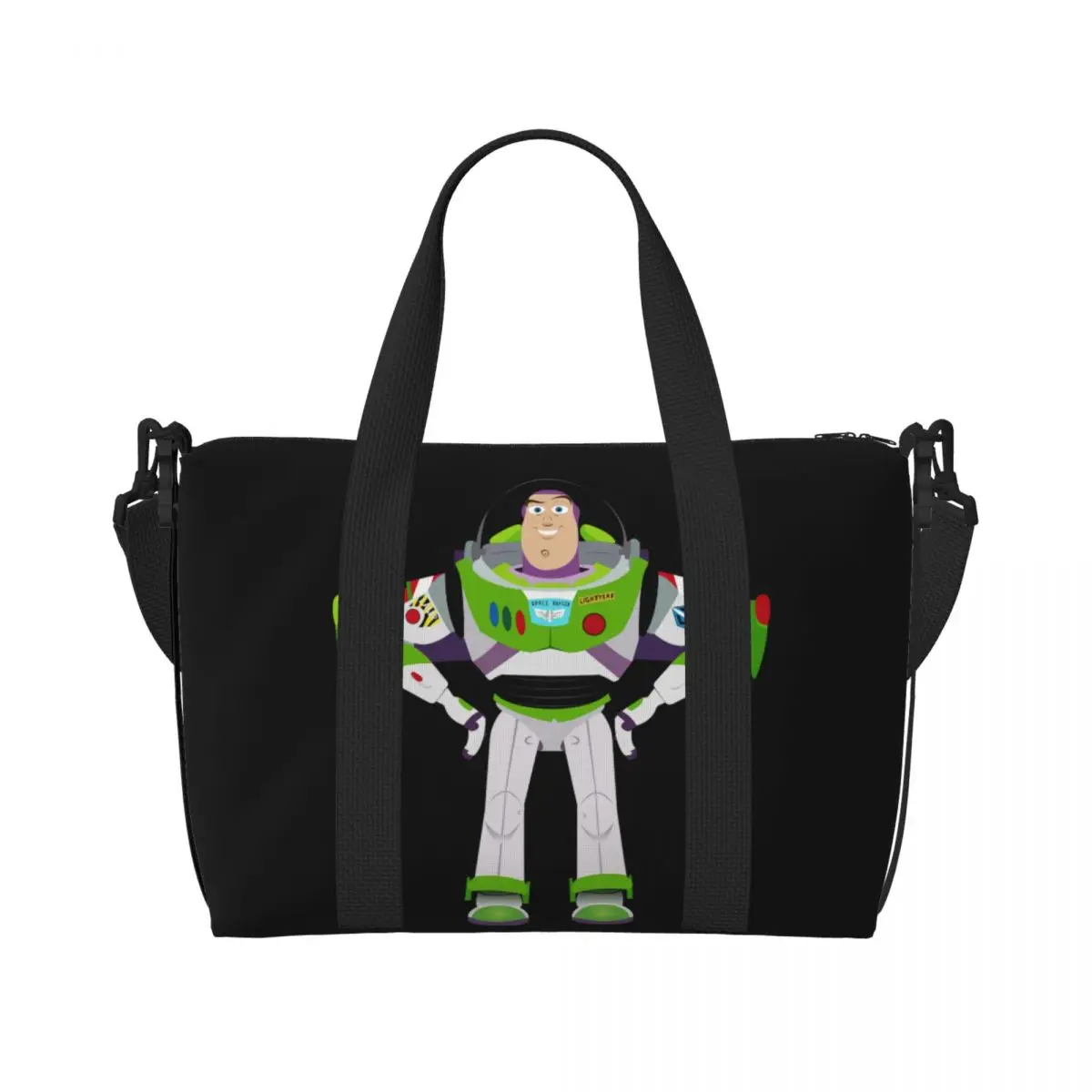 Custom Toy Story Buzz Lightyear Cartoon Tote Bag Women Large Capacity Gym Beach Shoulder Travel Bag