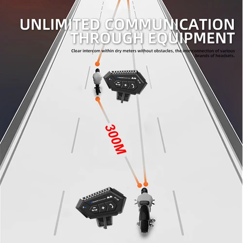 Imagen 2 del producto BT12B-auriculares para casco de motocicleta, intercomunicador para motocicleta, 2 conductores que hablan al mismo tiempo, interfono impermeable, Full Duplex con DSP CVC