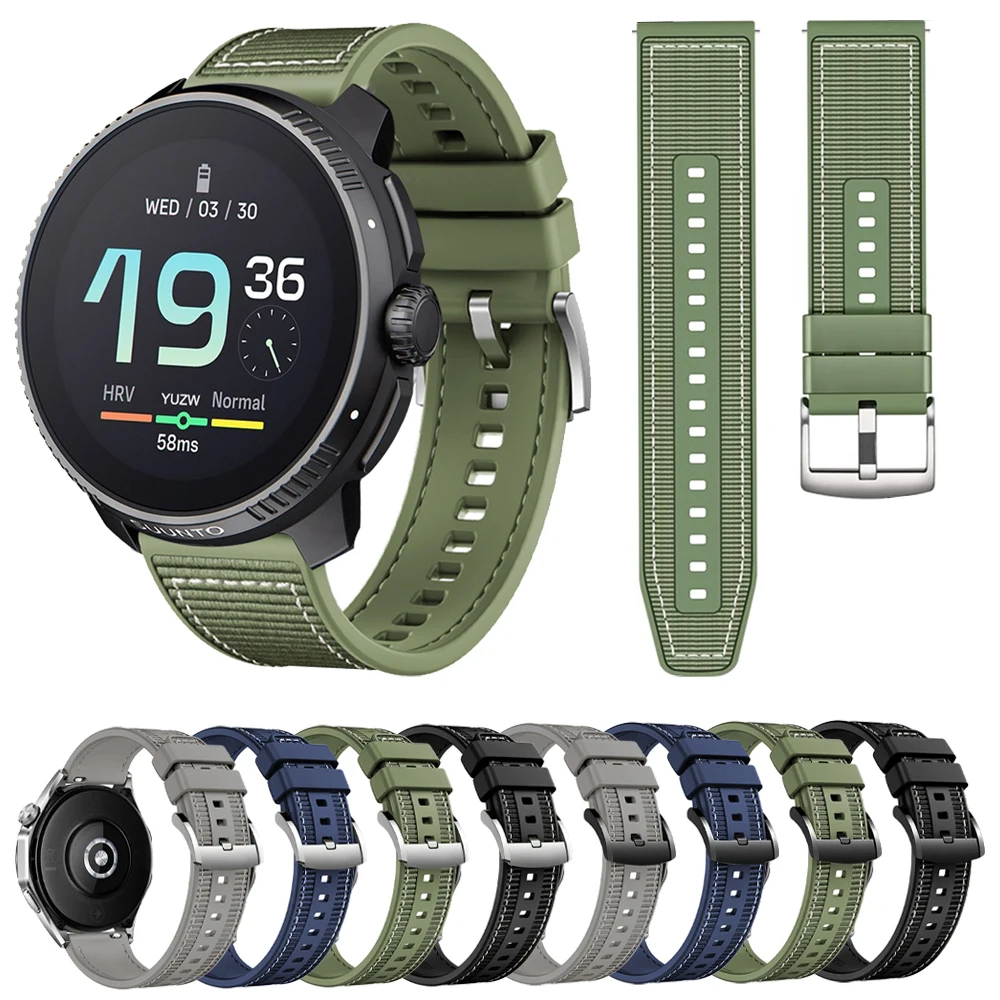 22 mm Nylon-Silikon-Uhrenarmband für Suunto Vertikal-Armband für SUUNTO 9 Peak Pro DLC / 5 Peak / RACE S / OCEAN Bands