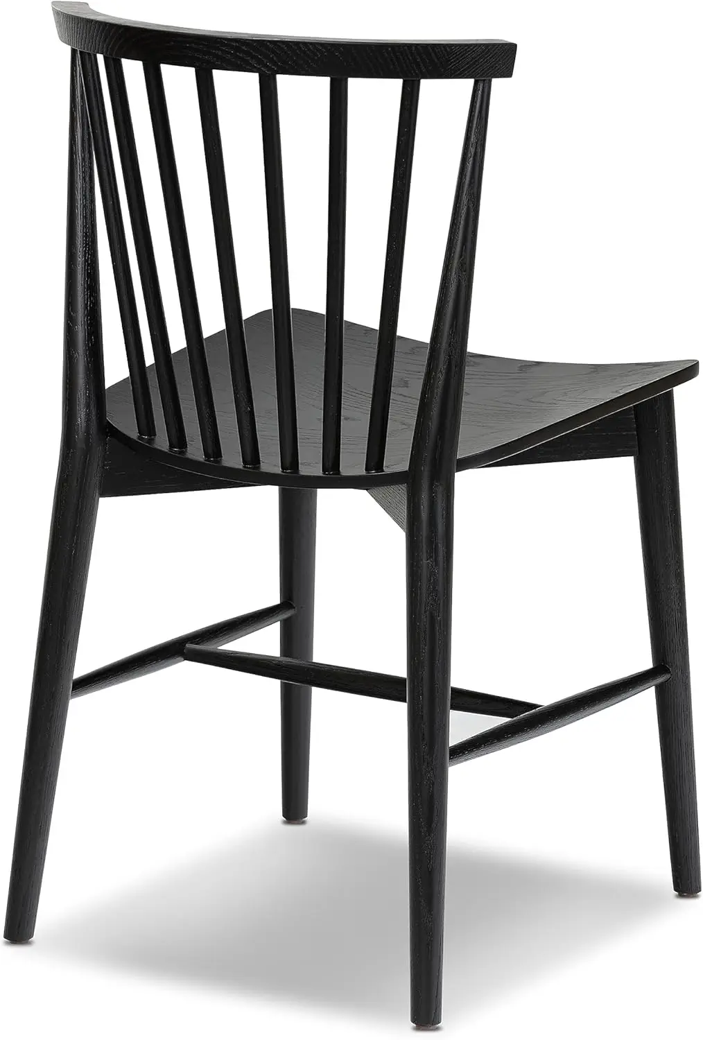 كرسي طعام من خشب الجوز على طراز منتصف القرن مع ظهر مغزل منحوت - إطار من خشب الجوز الأمريكي الصلب، تصميم منقوش