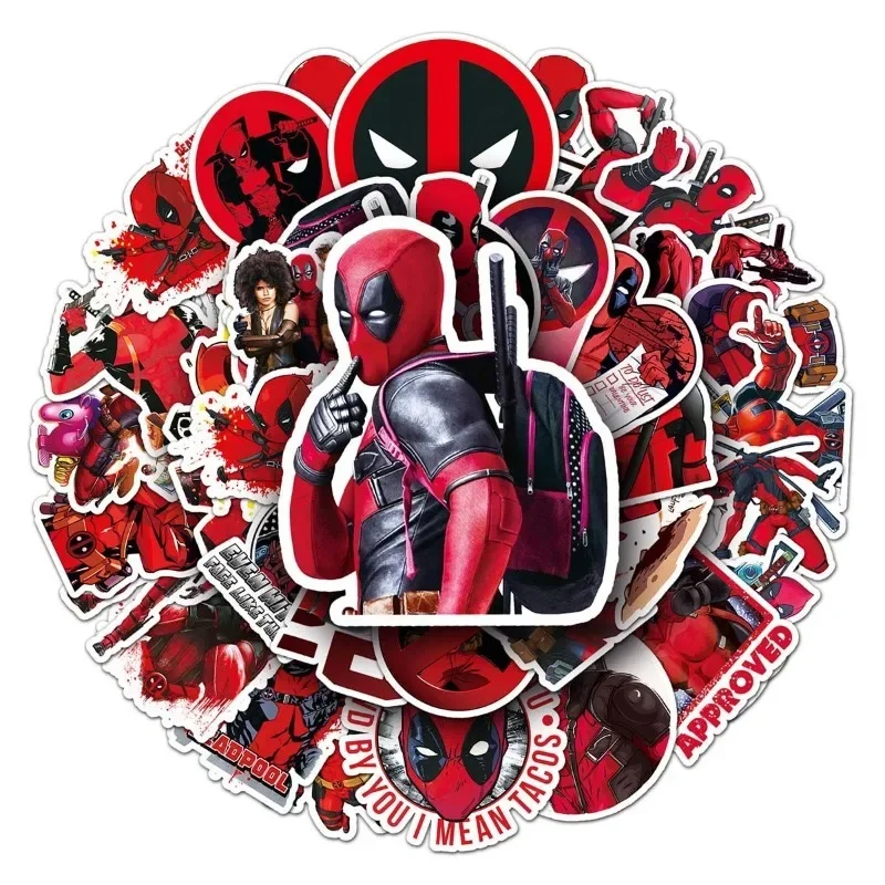 50pcs Marvel Deadpool cartoon diy graffiti stickers personalized skateboard helmet water cup waterproof decorative stickers