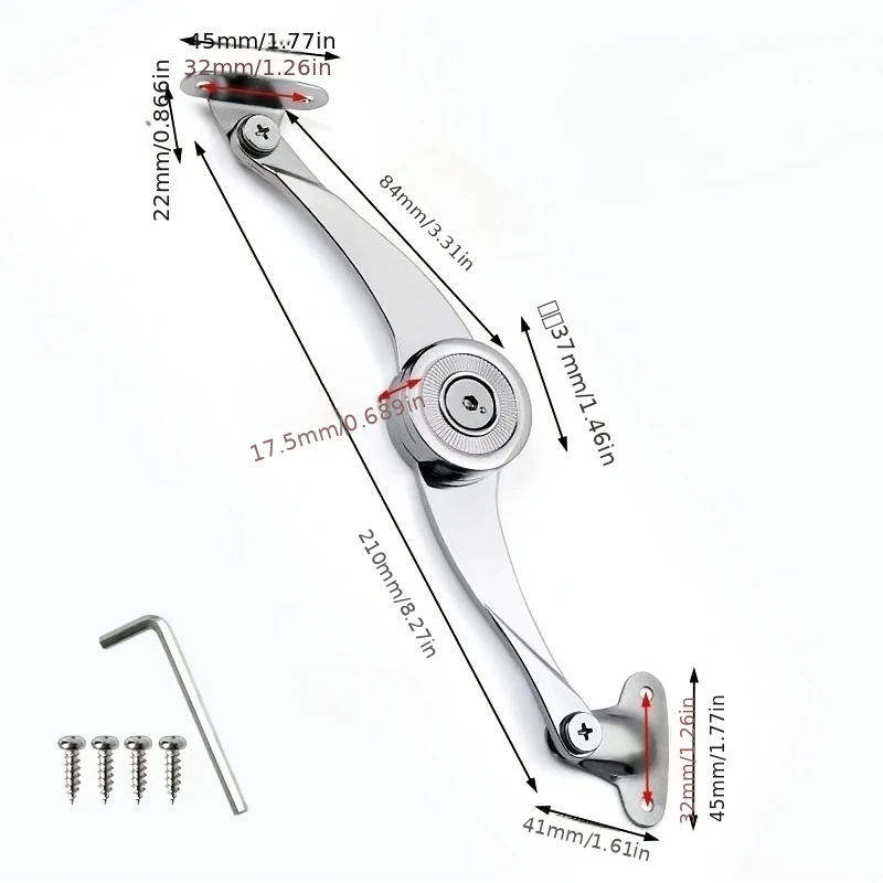 Lid Support Hinge, Folding Lid Stay Hinge, Lid Lift Up Stay Buffer Damper for Kitchen Cabinet Door Cupboard Toy Box