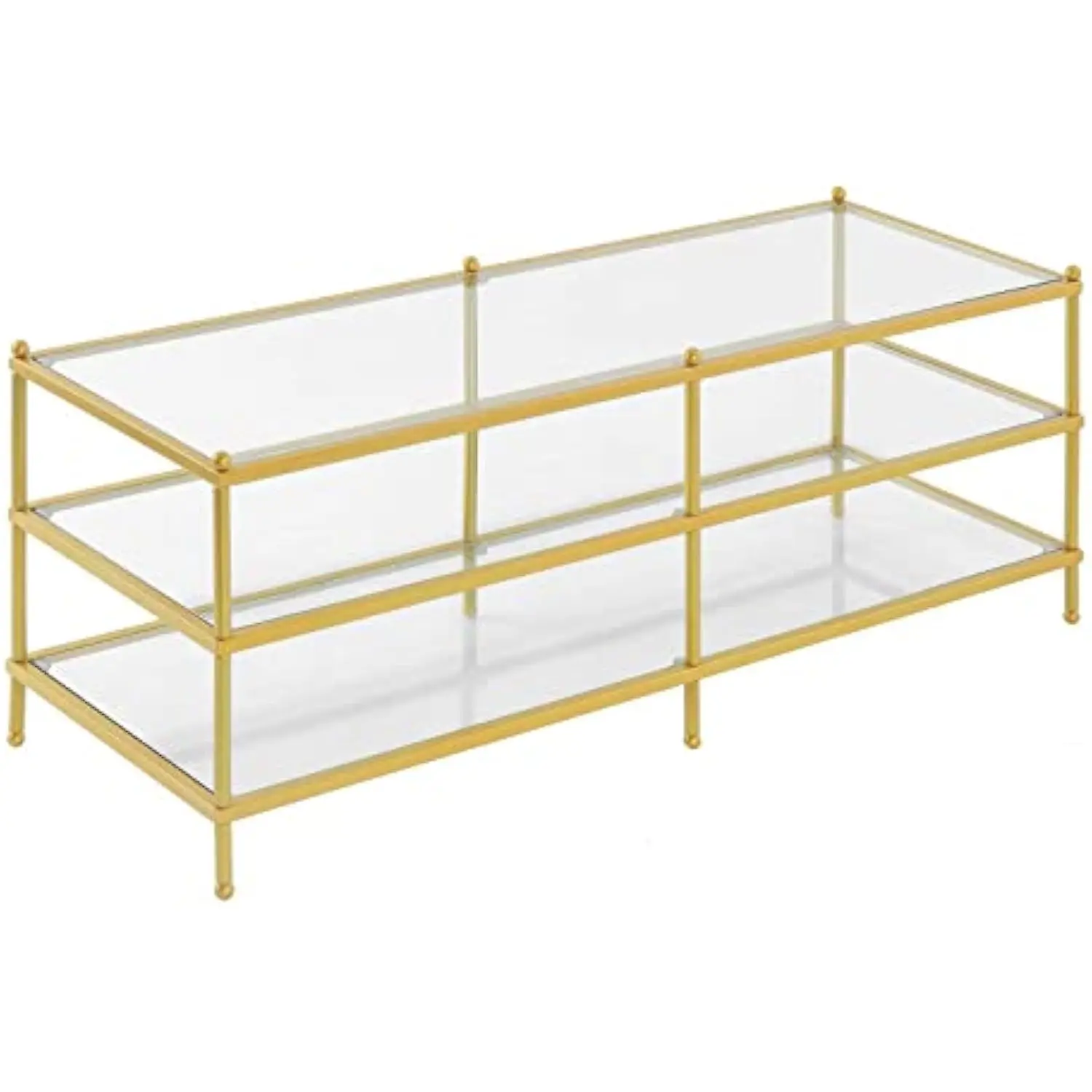 

Royal Crest 3 Tier Coffee Table, Clear Glass / Gold
