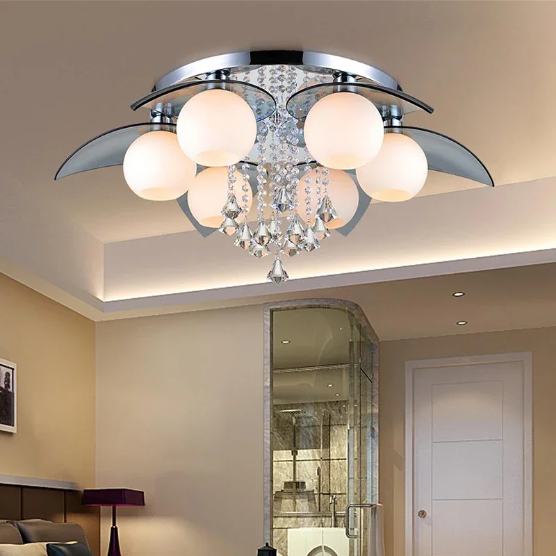 Modern K9 Crystal Colrful LED Light Chandelier Lamp Home Deco Glass Ball LED r Light Fixture Remoter Control