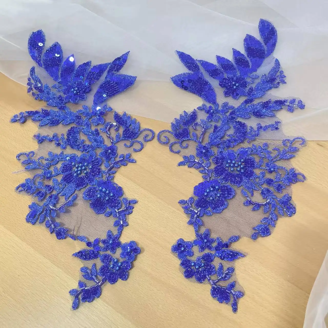 2 Stück = 1 Paar. Mehrfarbige Perlenspitze, verspiegelte Blumen, Hochzeitsschuhe, Kopfschmuck, DIY-Nähzubehör, RS4890 – Detail 10
