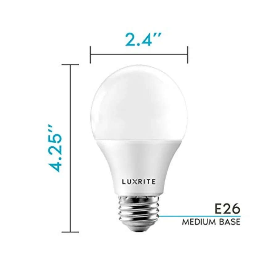 A19 LED Light Bulb 60W Equivalent, 5000K Bright White Dimmable, 800 Lumens, Standard LED Bulb 9W, E26 Base, Energy Star, Enclos