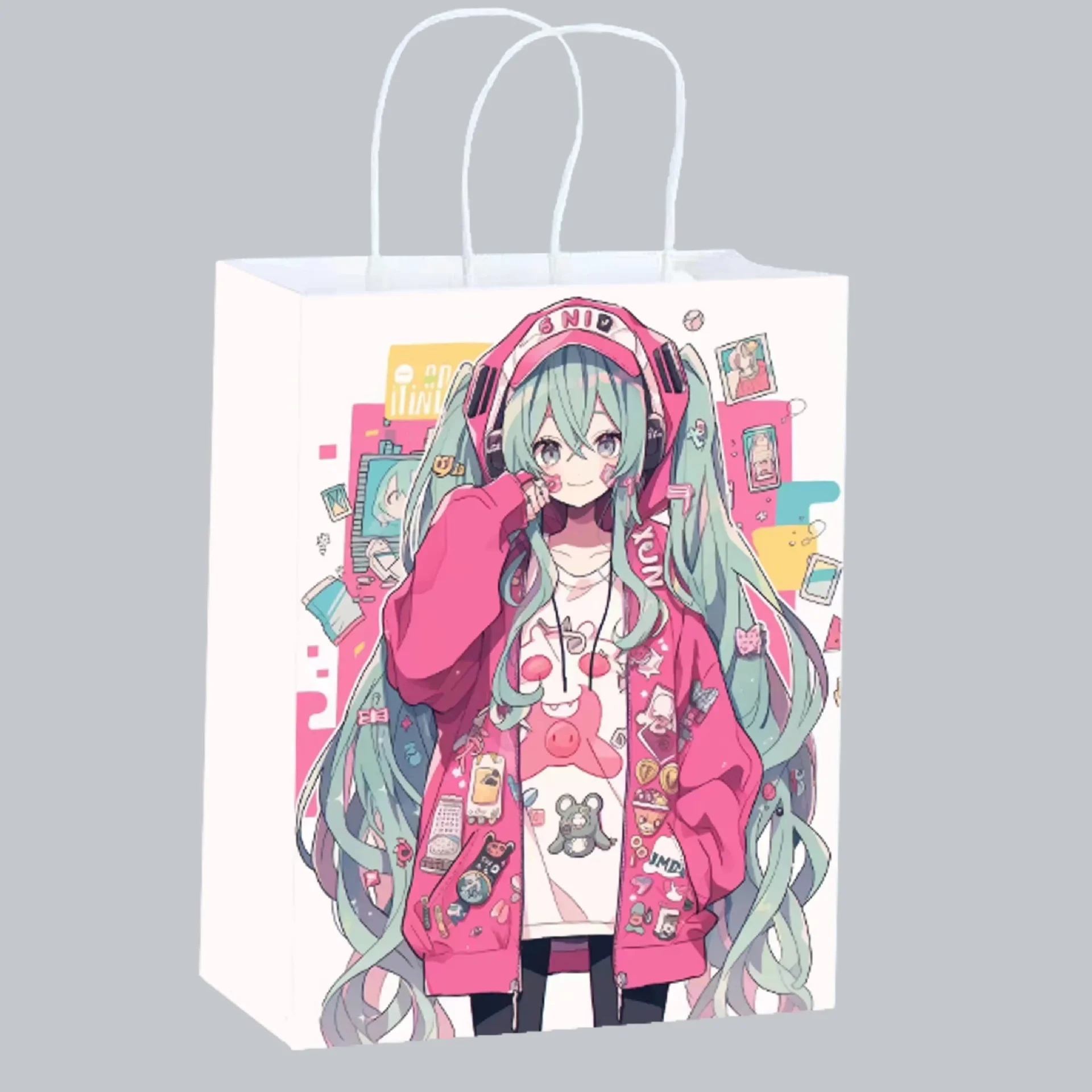 Cute Anime Hatsune Miku Paper Tote Bag Recyclable Gift Packaging Bag for Fans Party Supplies view 4