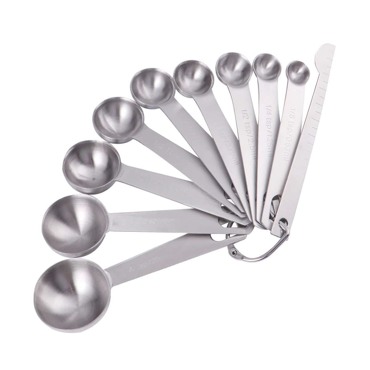 

10pcs Measuring Spoon Set Stainless Steel Space Saving Lightweight Baking Tool Scoop Practical Gift Durability Kitchen Bar