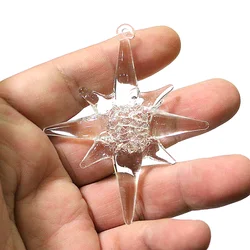 Hanging Christmas Icicle Craft Ornaments Clear Crystal Glass Ice Charm Pendant Holiday Wedding Party Xmas Tree Decor Accessories
