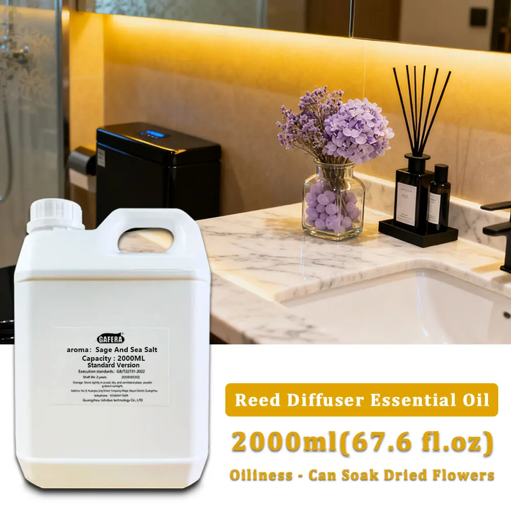GAFERA 2000ML (67.6 fl.oz) Sage And Sea Salt Fragrant Essential Oil, Aroma Diffuser Oil Home Air Purifier Office Hotel Freshener