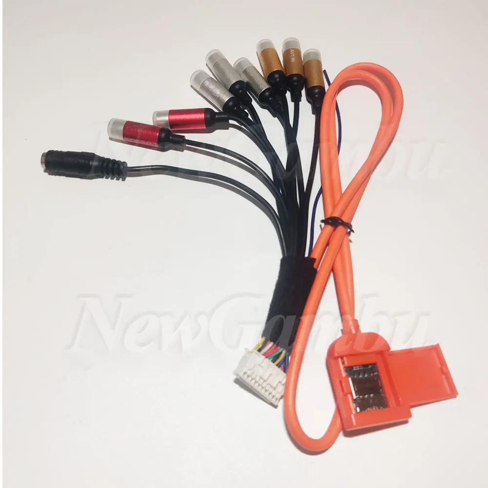 Suitable for car Android navigation 20 pin plug RCA 4G SIM card slot 9-head aluminum alloy audio and video connection cable