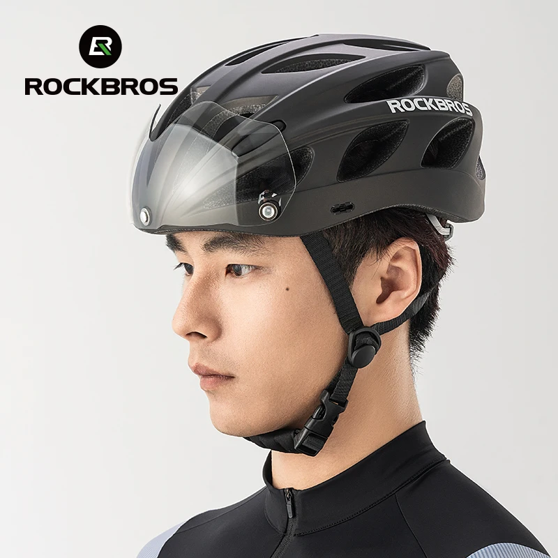 ROCKBROS Bicycle Helmet with Photochromic Goggles & Brim Visor Men Women MTB Road Safety Riding Ultralight Bike Cycing Helmets