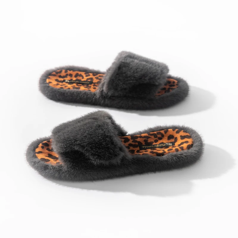 Comwarm Women Slippers Memory Foam Furry Indoor Cotton Shoes Warm Comfort Lightweight Slides Fuzzy Plush Female Casual Slippers