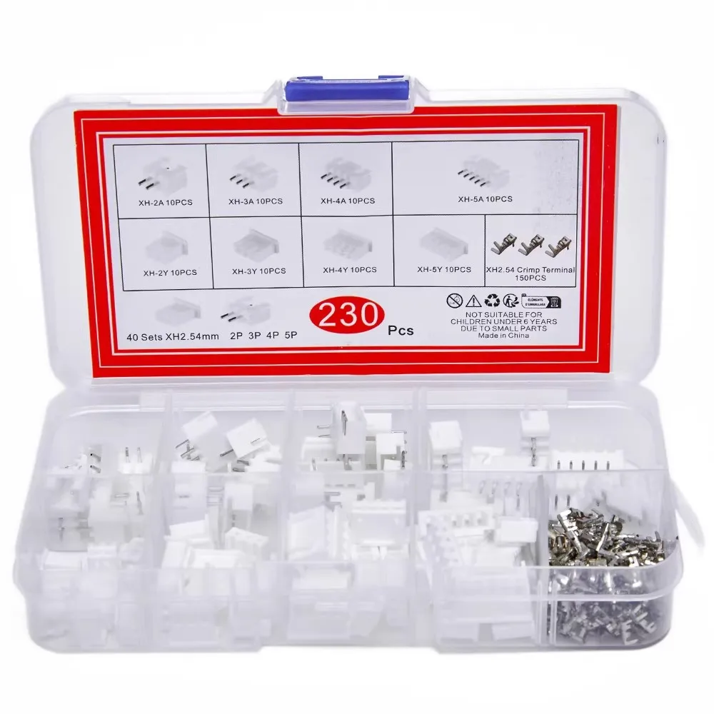 230pcs XH2.54 2p 3p 4p 5-pin 2.54mm pitch terminal kit/shell/connector