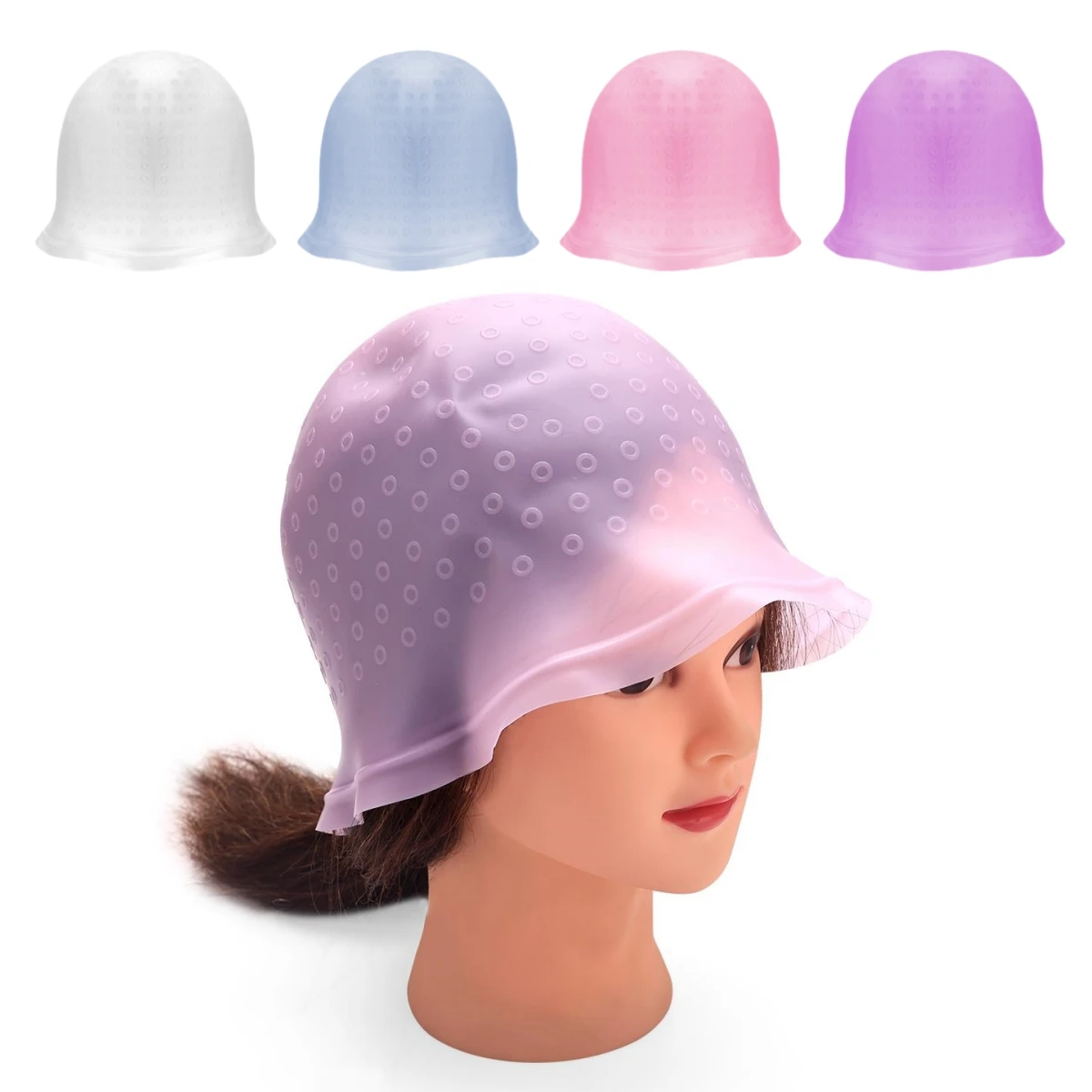 

Silicone Hair Coloring Cap Barber Reusable Highlighting Hair Dying Frosting Hat With Needle For Hair Dying Salon Dye Tools