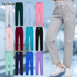 Multicolors Elastic Waist Drawstring Scrubs Pants Medical Nurse Uniforms Bottoms Beautician Lab Work Trousers Hospital Workwear