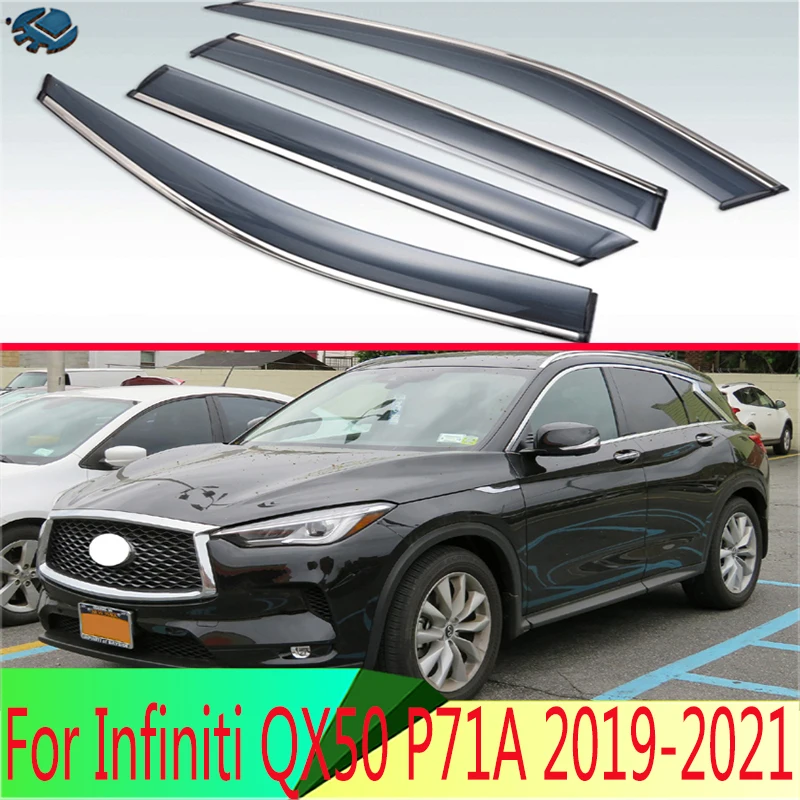 

For Infiniti Second generation QX50 P71A 2019 2020 2021 Plastic Exterior Visor Vent Shades Window Sun Rain Guard Deflector 4pcs