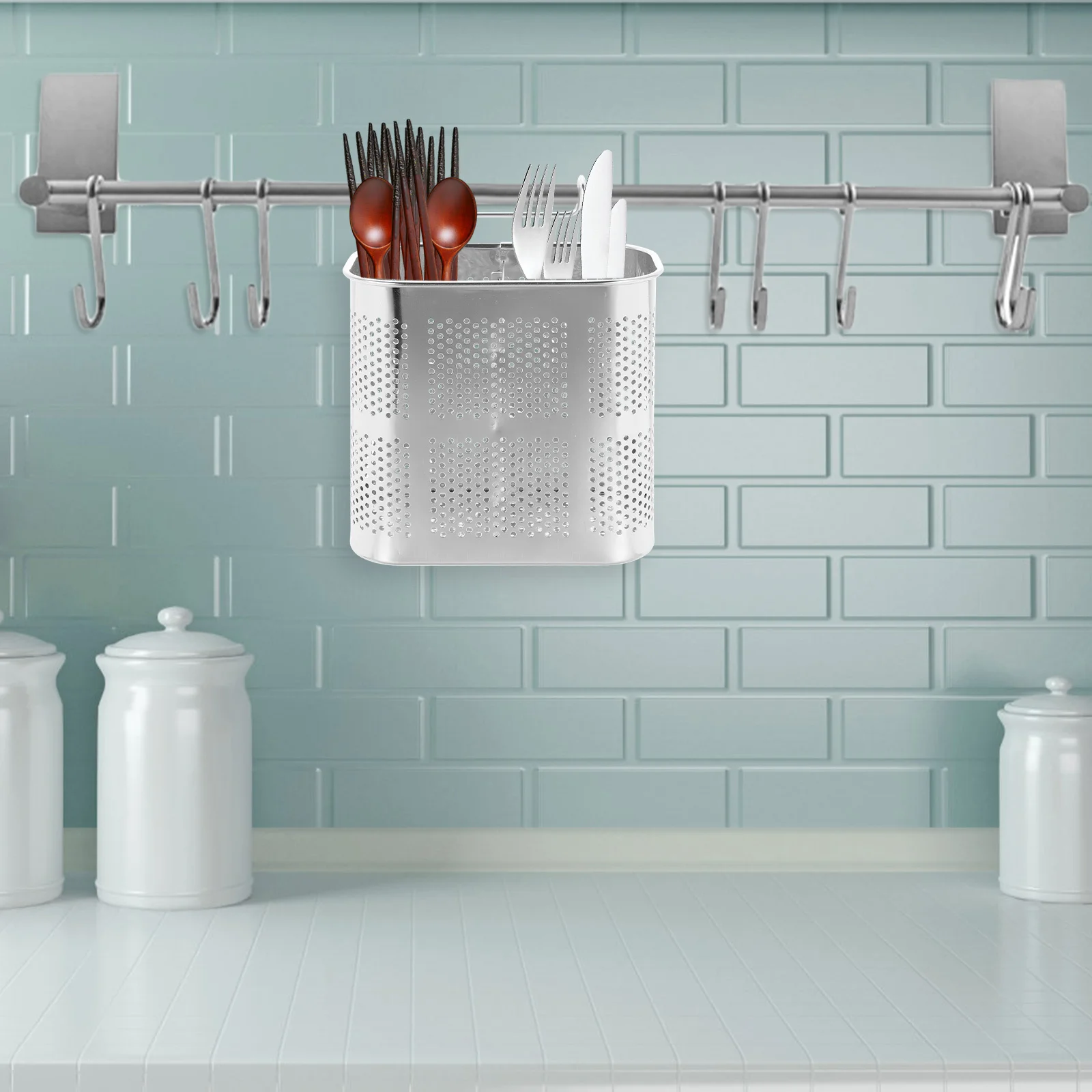 

Premium Hanging Chopstick Holder Kitchen Utensil Container Draining Chopsticks Drying Rack Cutlery Organizer Space Saver