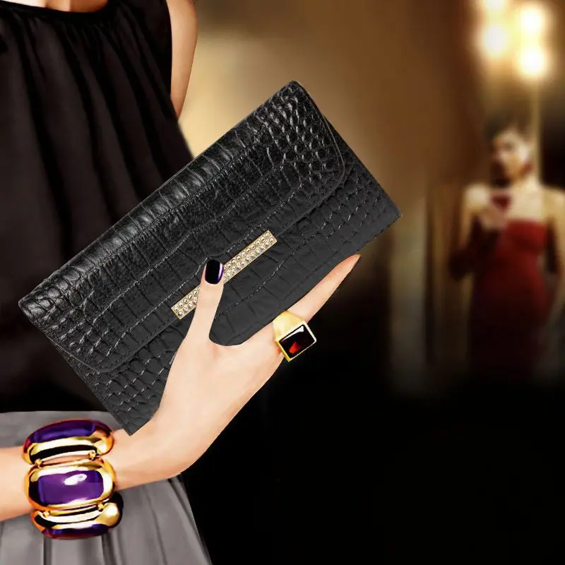2026 New Fashion Alligator Genuine Leather Women Long Wallets Female Luxury Brand Design Clutch Girl Lady Gift Cash Purse