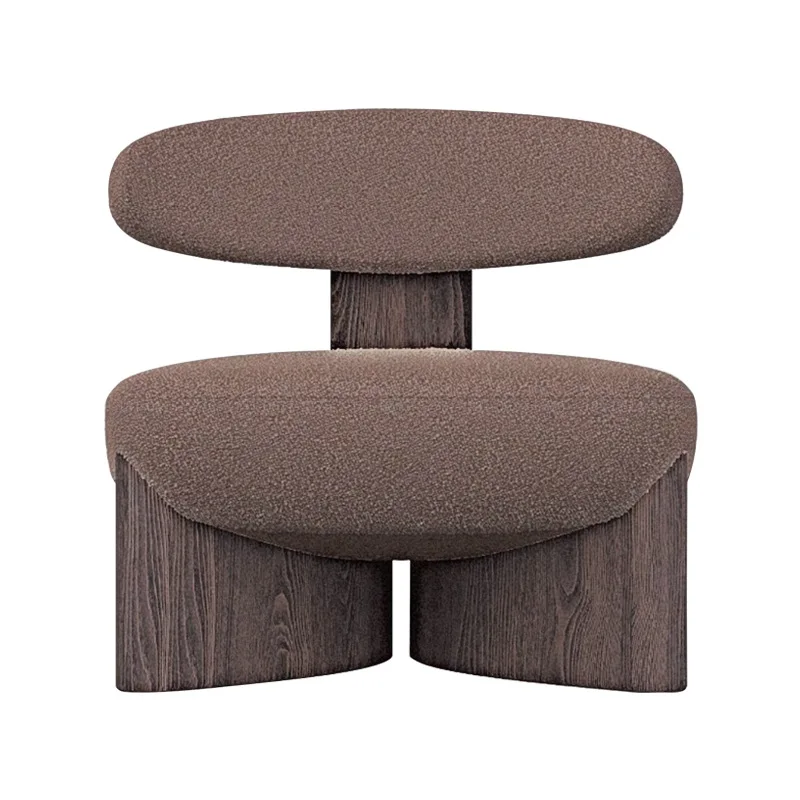 

Italian minimalist single chair low dining chair light luxury modern solid wood tea back leisure