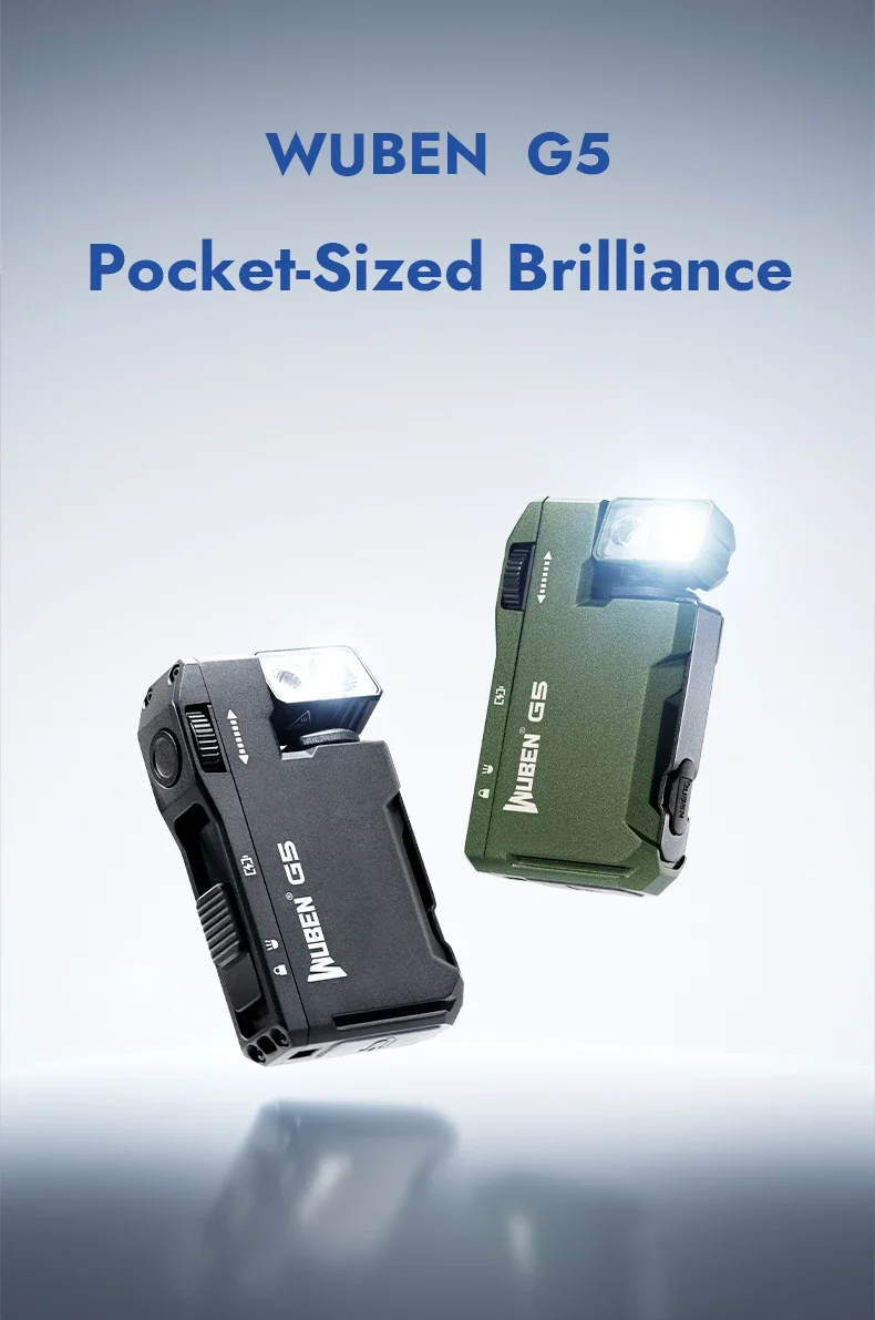WUBEN G5 Rechargeable EDC Powerful RGB Flashights, 400 Lumens Portable Flat Mini Flashlights, Magnetic Keychain Light