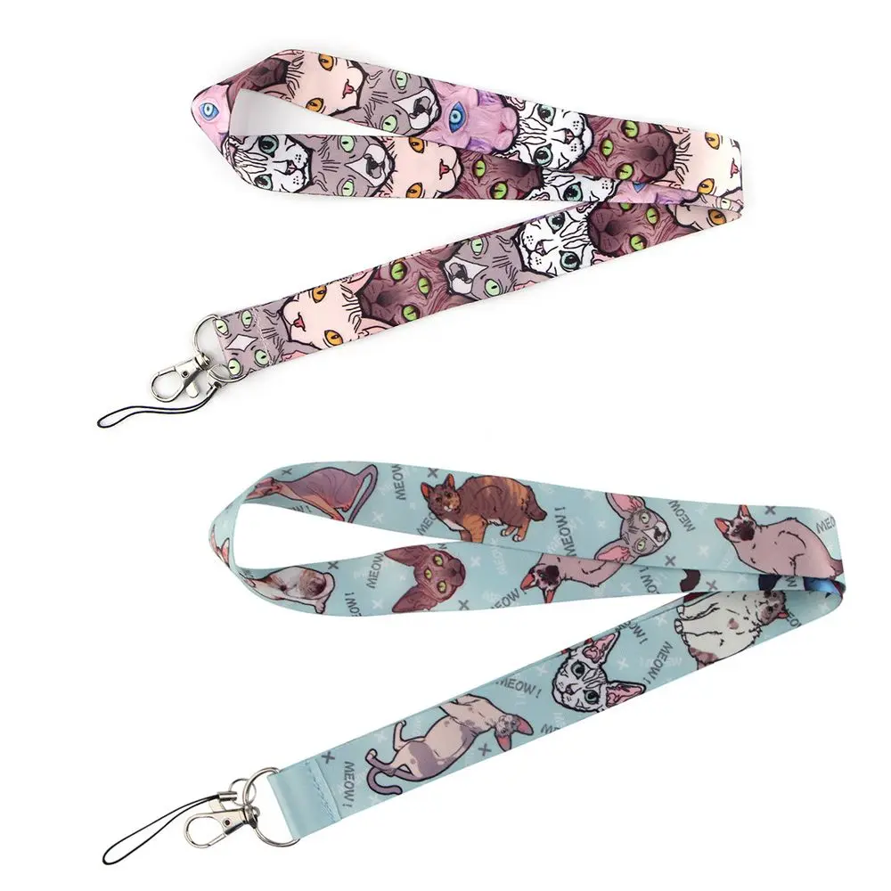 Special Key Ring Holder Keychain Sphynx Cat Cat Pattern Phone Lanyard Strap Hang Rope ID Badge Holder Webbings Ribbon