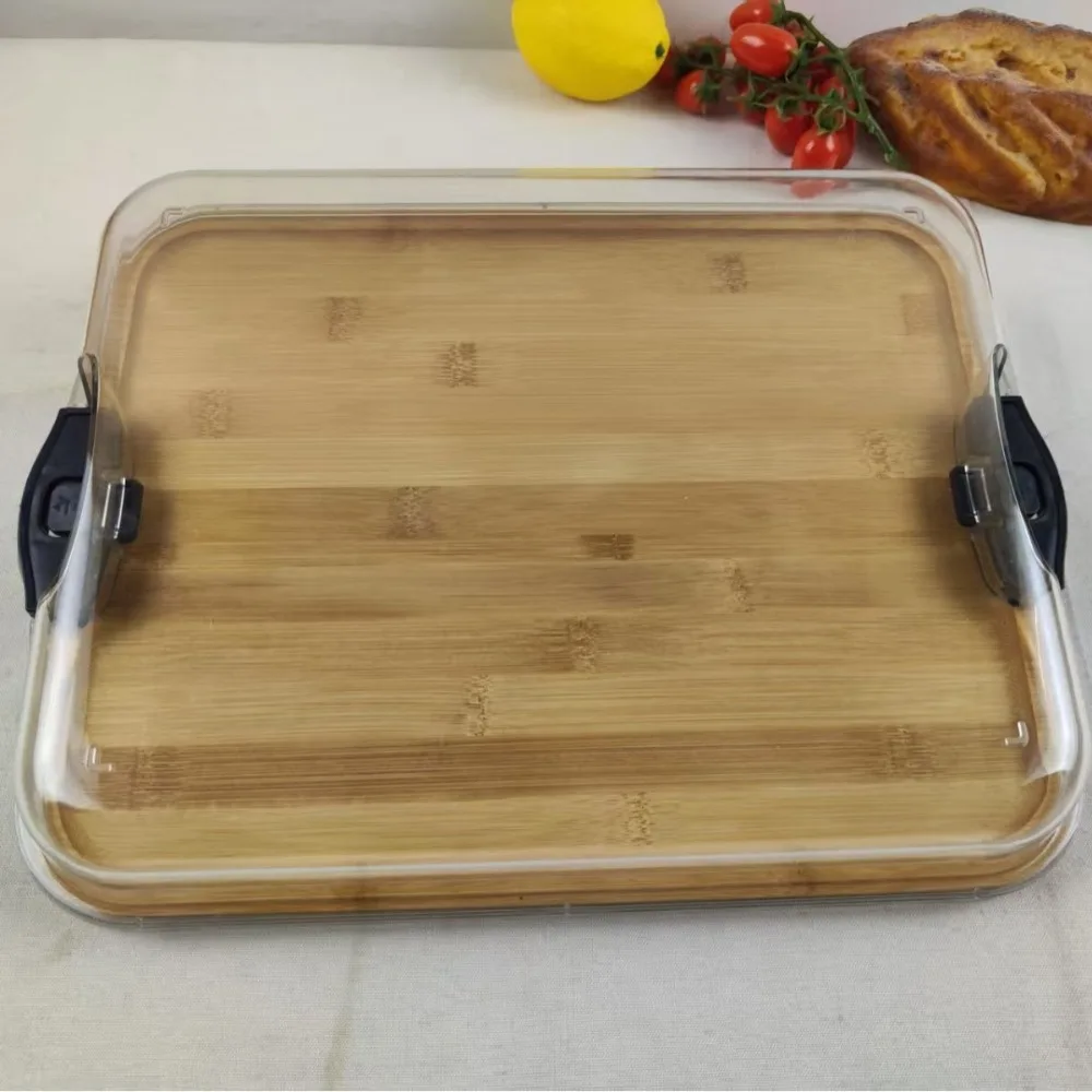 

Деревянная квадратная доска для закусок с прозрачной акриловой крышкой, прочный поднос для сыра, бисквитов и снеков для ресторанов