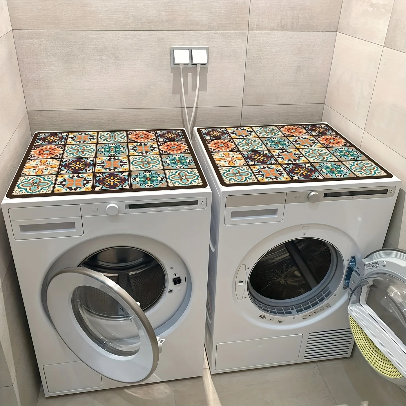 Colorful Retro Ceramic Tile Floor Durable Diatomite Material 23 62 X 19 69 Inches Floral Pattern Kitchen Or Laundry Room Decorat