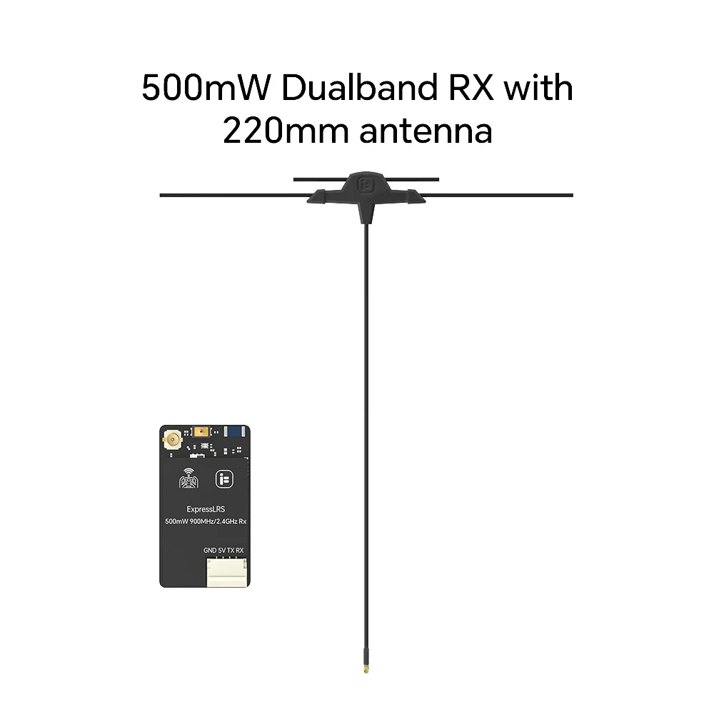 

iFlight ExpressLRS 2.4GHz/900MHz ELRS 100mW/500mW Dual-band RX Receiver Single Antenna