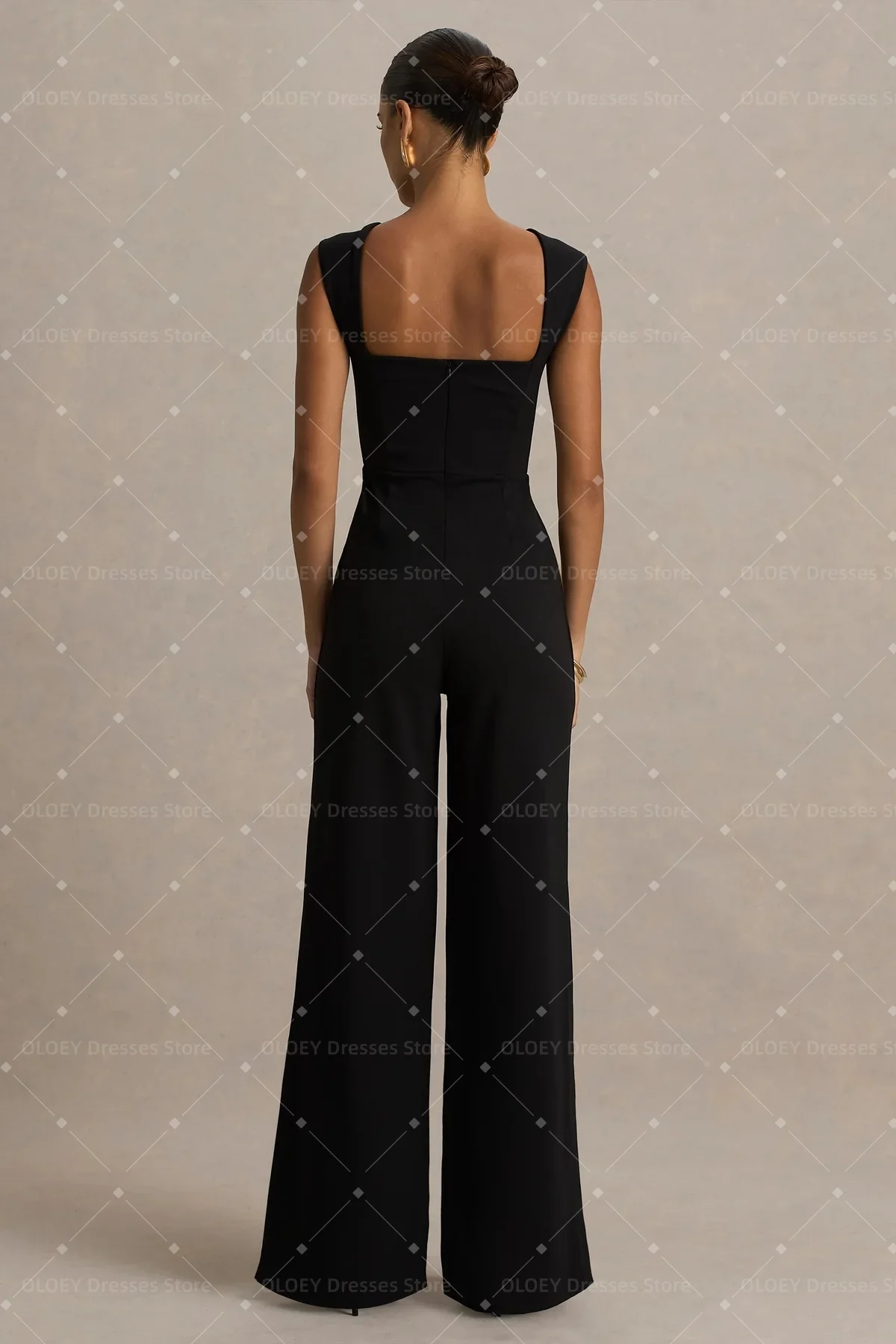 OLOEY Women's Jumpsuits Spaghetti Strap Solid Regular Skinny Casual Streetwear Square Collar Customized 2026