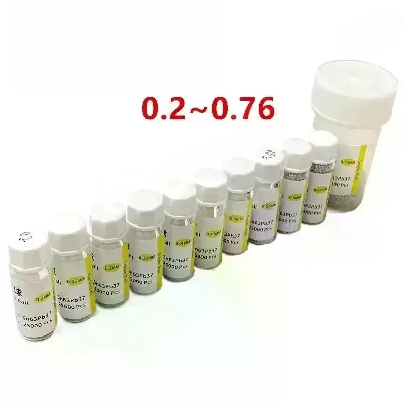 1 Bottle BGA Reballing Soldering Welding Railing Ball Spheres 0.2/0.25/0.3/0.35/0.4/0.45/0.5/0.55/0.6/0.76mm 25K BGA Solder Bal