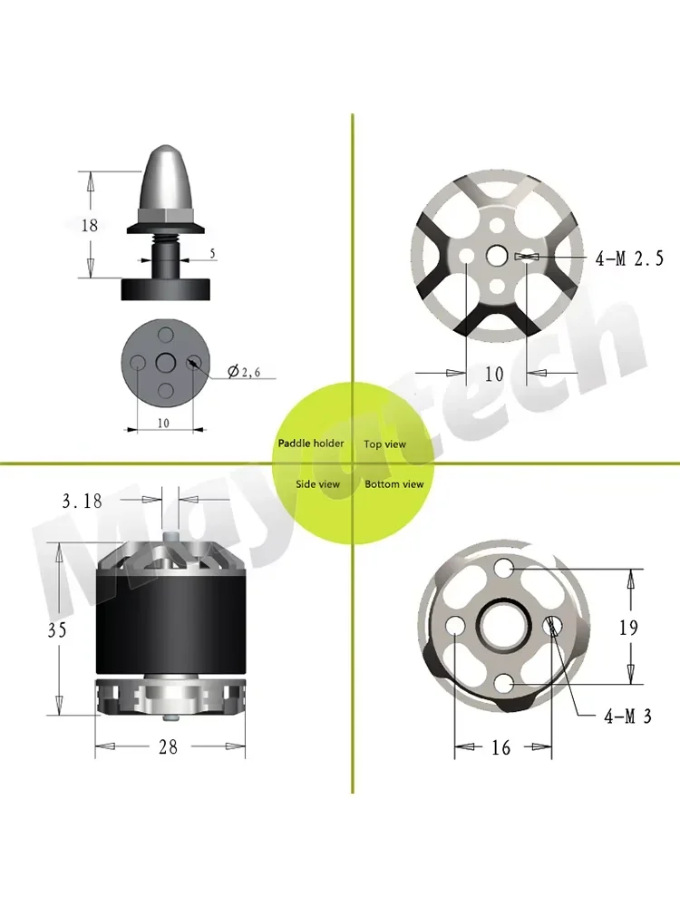 Furacão U2216 KV2400 Motor sem escova à prova d'água de qualidade industrial para Multicopter UAV Quadcopter FPV Drone