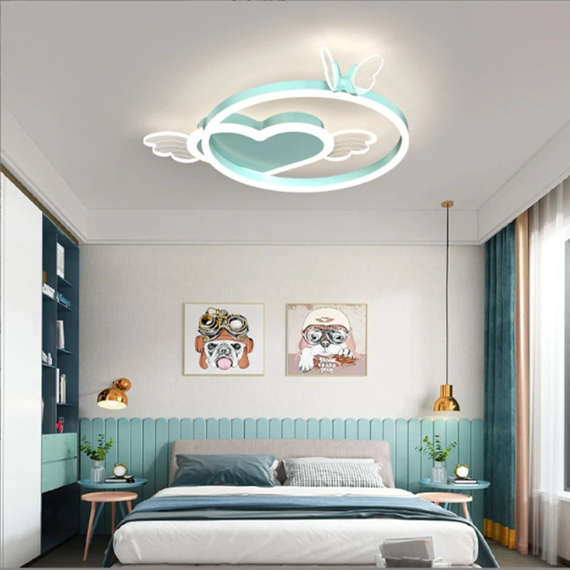 Imagem -04 - Led Heart Shaped Fan Lâmpada do Teto para Crianças Decoração de Interiores Luminária Moderna Borboleta Lustre do Quarto Originalidade