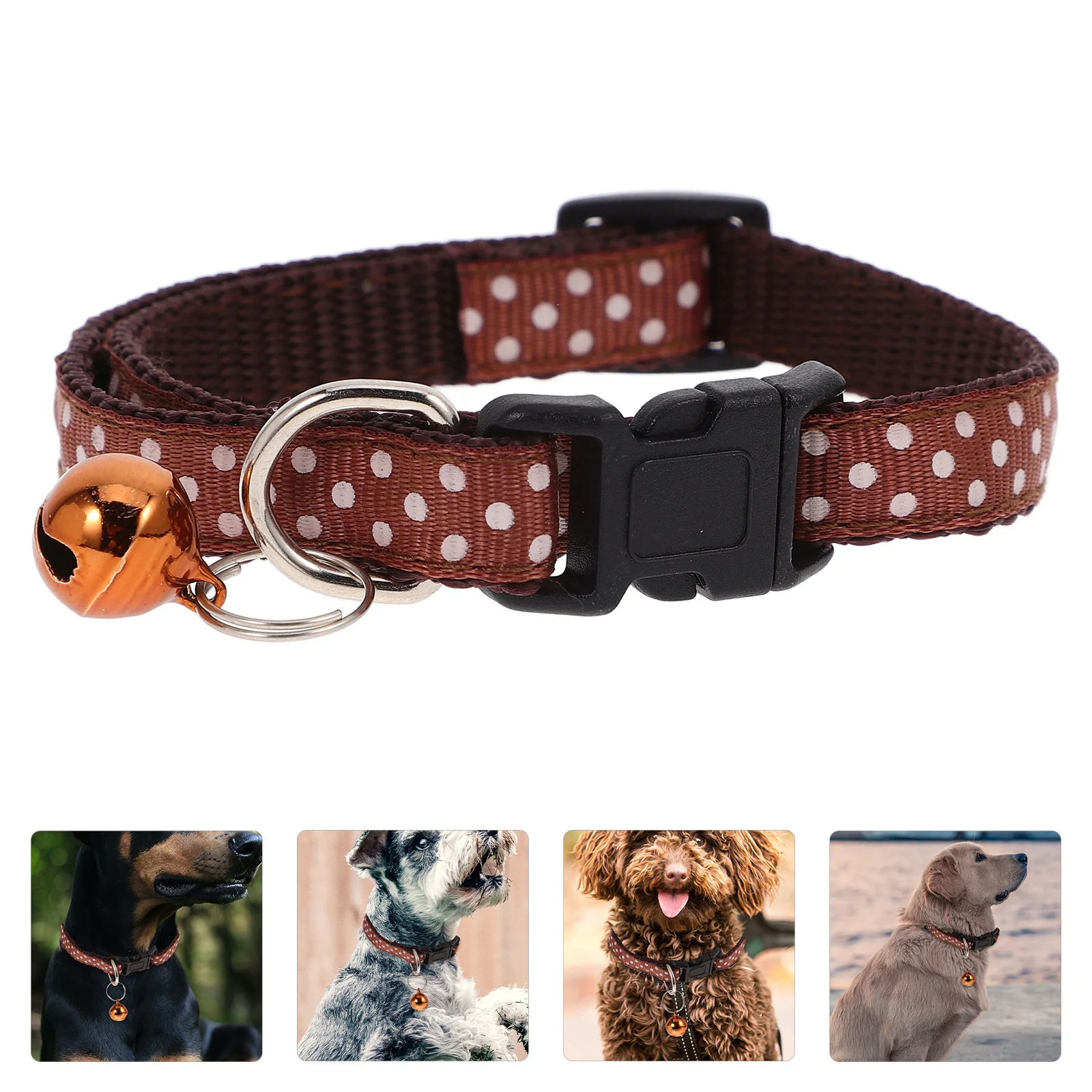 

Dots Bell Collar Pet Adjustable Small Dog Cat Puppy Durable Jingle Bell Collar Lightweight Bright Yellow