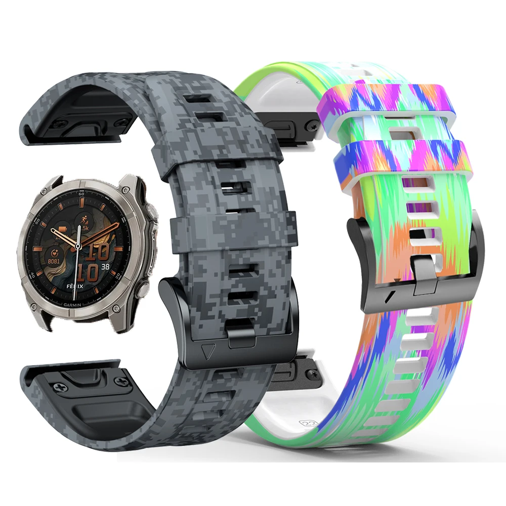 

26/22mm Graffiti Watch Strap For Garmin Quickfit Fenix 7X 7 Pro Sapphire Solar band Fenix 8 E 6X 6 Pro 5X 5 Plus Bracelet Wrist