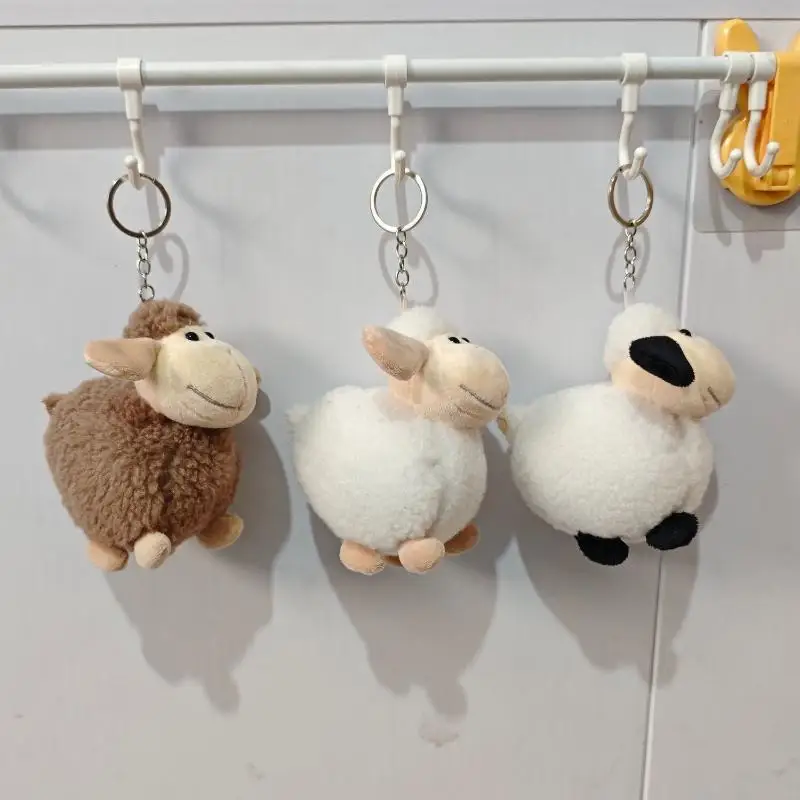 Cute Standing Sheep Plush Doll Soft Fluffy Stuffed Animal Pendant Bag Decor for Kids Easter Party Favors