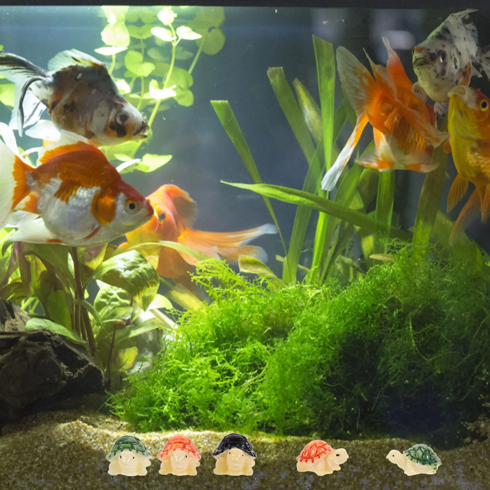 

15pcs Miniature Statues Ocean Animal Decor Micro Figurines For Terrarium Fish Tank Resin Decoration Small Turtle Ornaments
