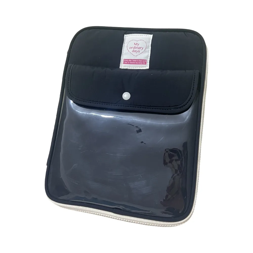 

Creative Buckle Design Computer Storage Bag Solid Color 13/14inch Tablet Carring Case Multi-Pocket Nylon Tablet Cover School