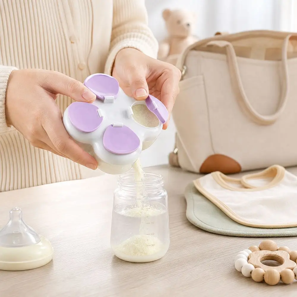Partitioned Formula Dispenser 720ml 4 Compartments Powder Dispenser Box PP Wide Opening Food Container Diaper Bag Storage