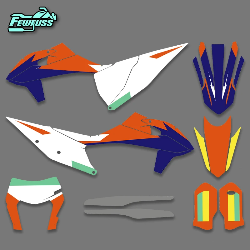 Fewfuss For KTM 19‑22 SXF & 20‑23 EXC Custom Motorcycle Graphics Decal Sticker Kit With Personalized Name & Number 03