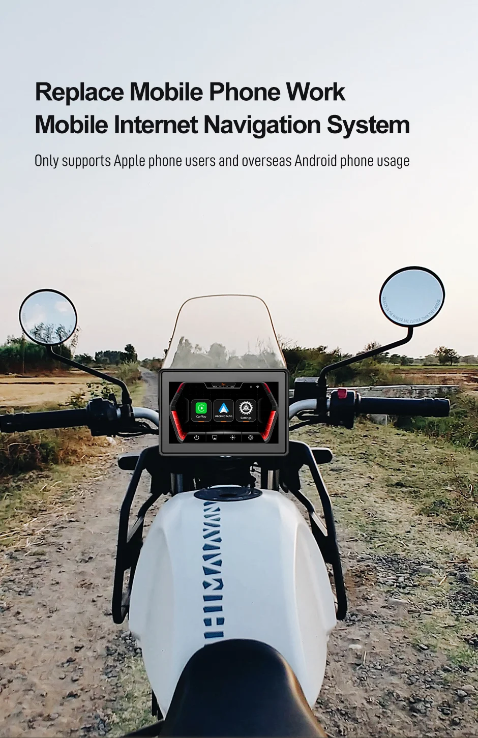 F92 المحمولة CarPlay شاشة تعمل باللمس أندرويد السيارات نظام تحديد المواقع دراجة نارية الملاحة عرض BT واي فاي 5.0 بوصة لوحة القيادة الرقمية للدراجات النارية #4
