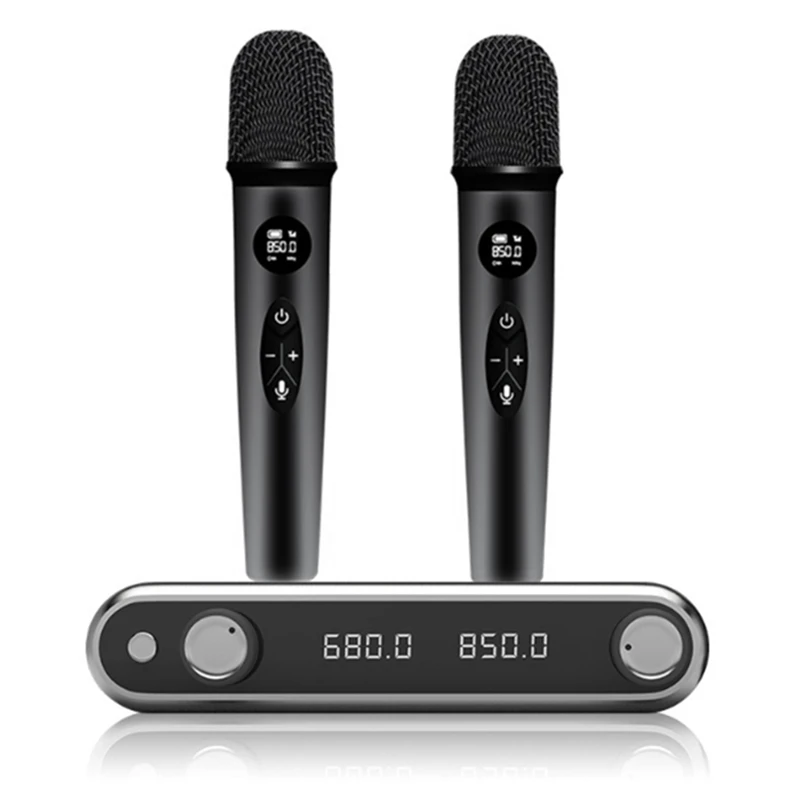 

Wireless Microphone System Handheld Dynamic Microphones, Dual Wireless UHF Channels, 330Ft Range, Microphone For Karaoke Durable