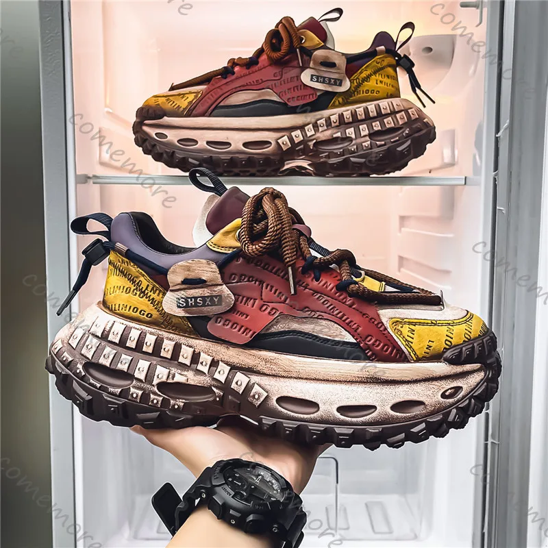 Casual Sneakers for Men Mesh Breathable Thick Platform Running Sport Shoes Light Trendy High-end Male Footwear Кроссовки Мужские